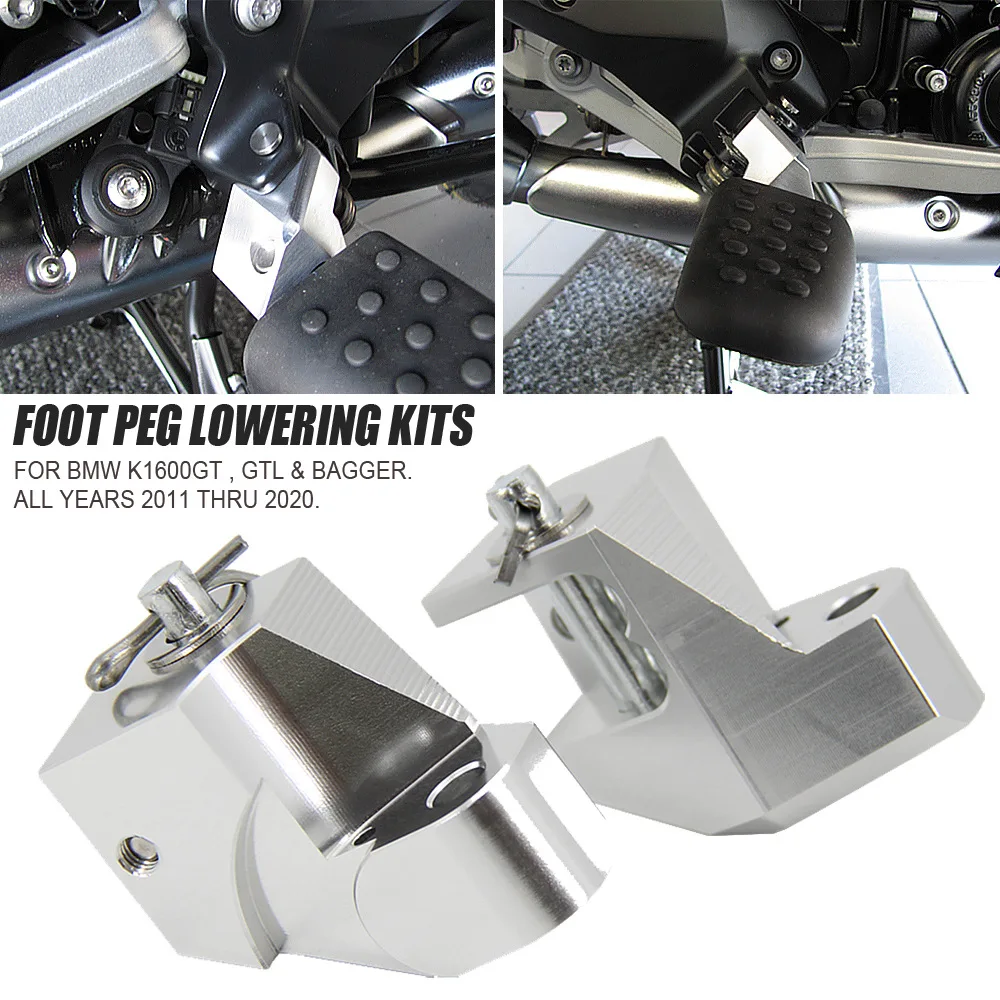 

Motorcycle Driver Footpegs Lowering Kit Aluminum Footpegs Conversion Kit for BMW K1600GT/GTL/Bagger