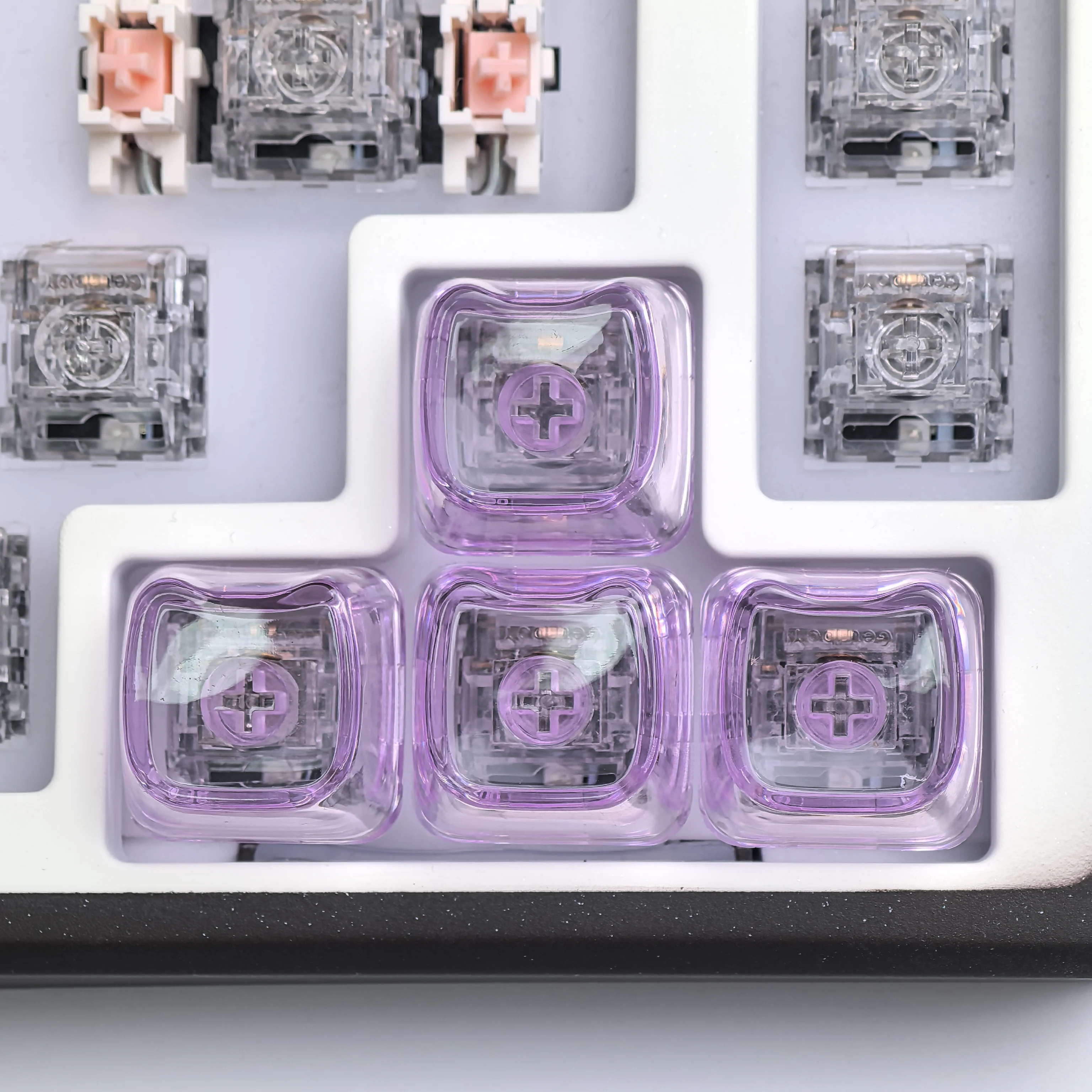4pcs PC Keycaps Cute Cat Shaped Transparent PBT 1U Blank Key Caps MAO Profile DIY No Engraved Keycap for MX Switch Keyboard