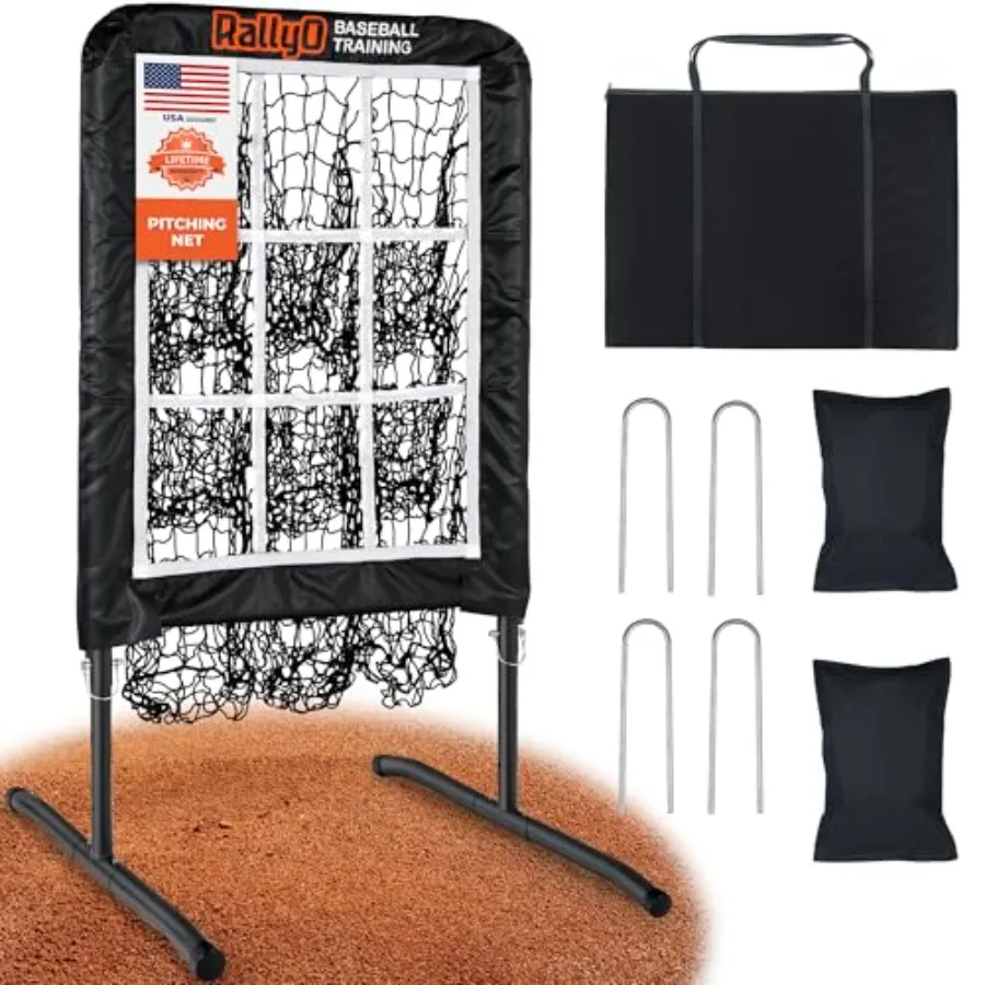 

Pitching Net, 9 Hole Baseball and Softball Pitching Net with Strike Zone, Adjustable Pitching Target with 9 Pocket Design, Port