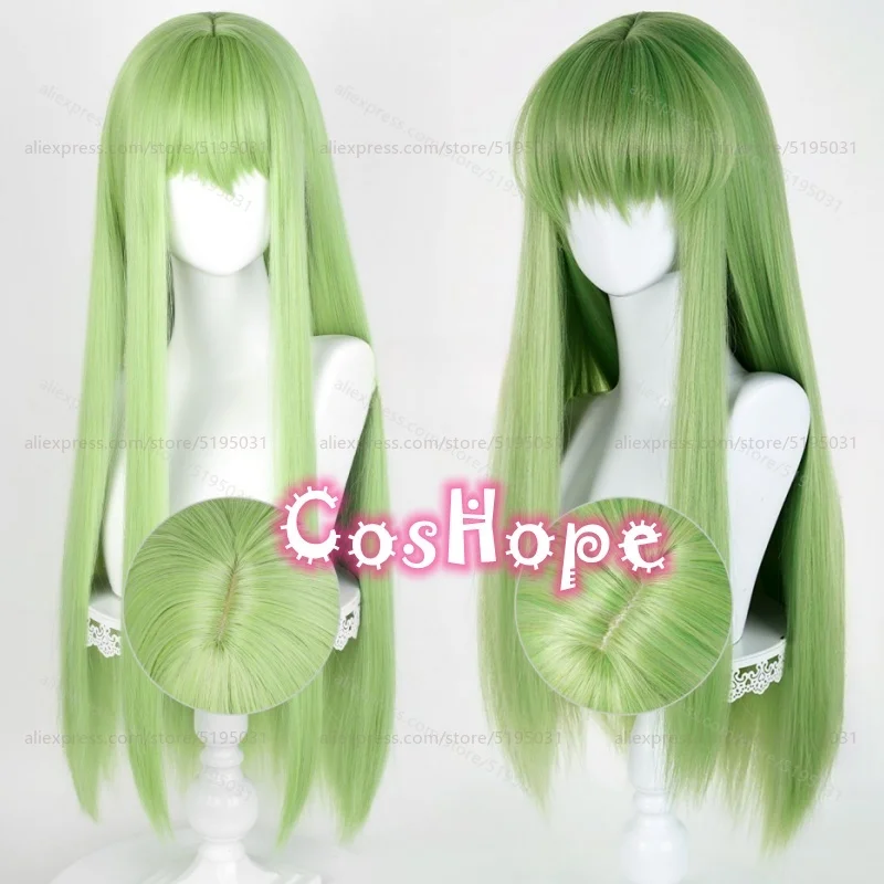 Peluca de Cosplay Enkidu C.C para mujer, peluca verde de 80cm de largo, pelucas sintéticas resistentes al calor para carnaval, fiesta, disfraz de juego de rol