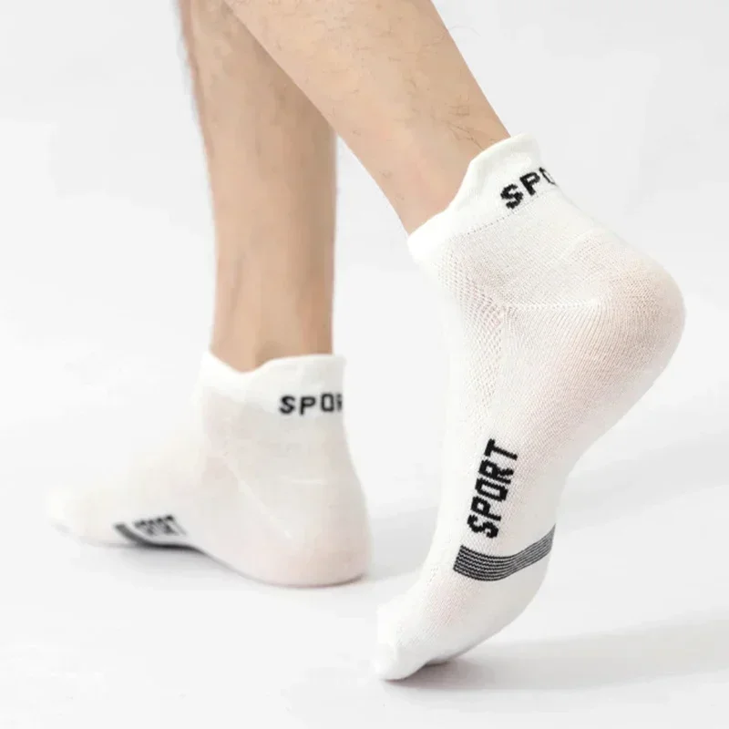 Man Casual Mesh Short Sports Socks Cotton Fashion Breathable Comfortable Ankle Sock Male Street Letter High Quality