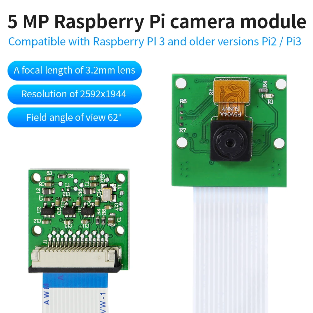 Keyestudio Raspberry Pi 4B 5 Megapixels 1080p Mini Camera Video Module for Raspberry Pi Model A/B/B+, Pi 2 and Raspberry Pi 3