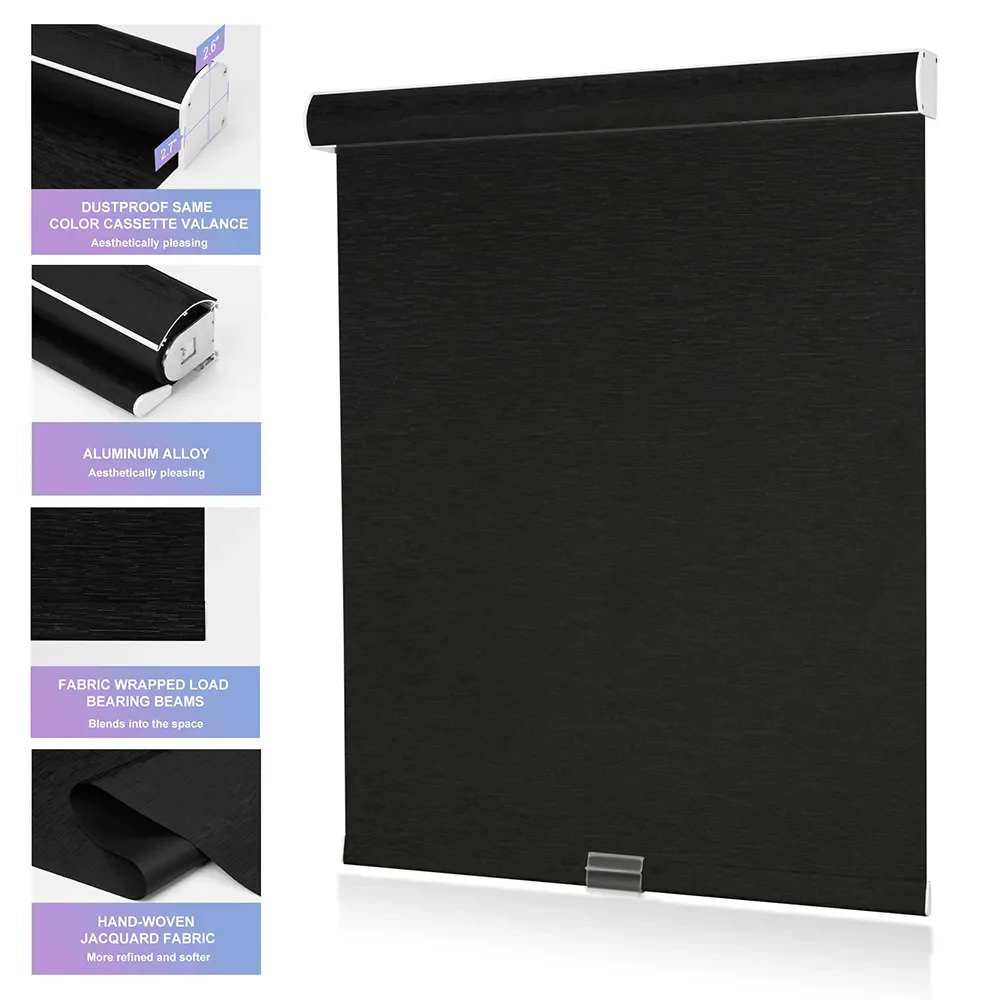 Factory Direct Sale 70%PVC 30%Polyester Waterproof Privacy Protection Thermal Insulation Cordless Roller Blinds For Office