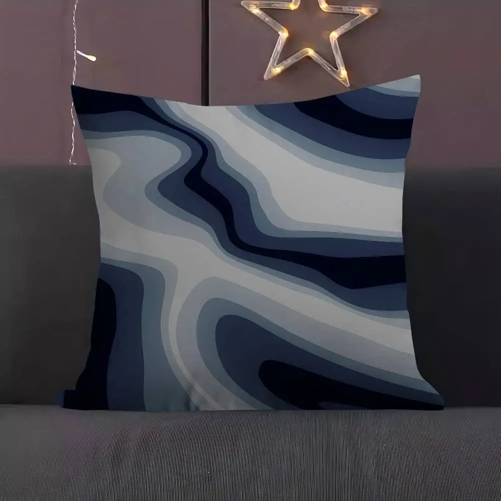 

Blue Waves Pillow Cushion Cover Pillowcase Living Room Sofa Home Decor Customized