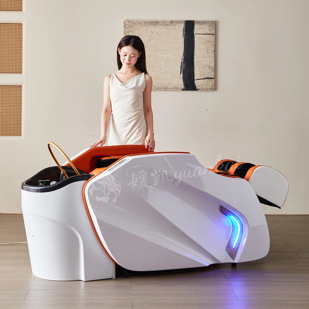 Luxury Smart Beauty Salon Electric Full Body Automatic Massage Heated Shampoo Table Profesional Hair Washing Head Spa Bed
