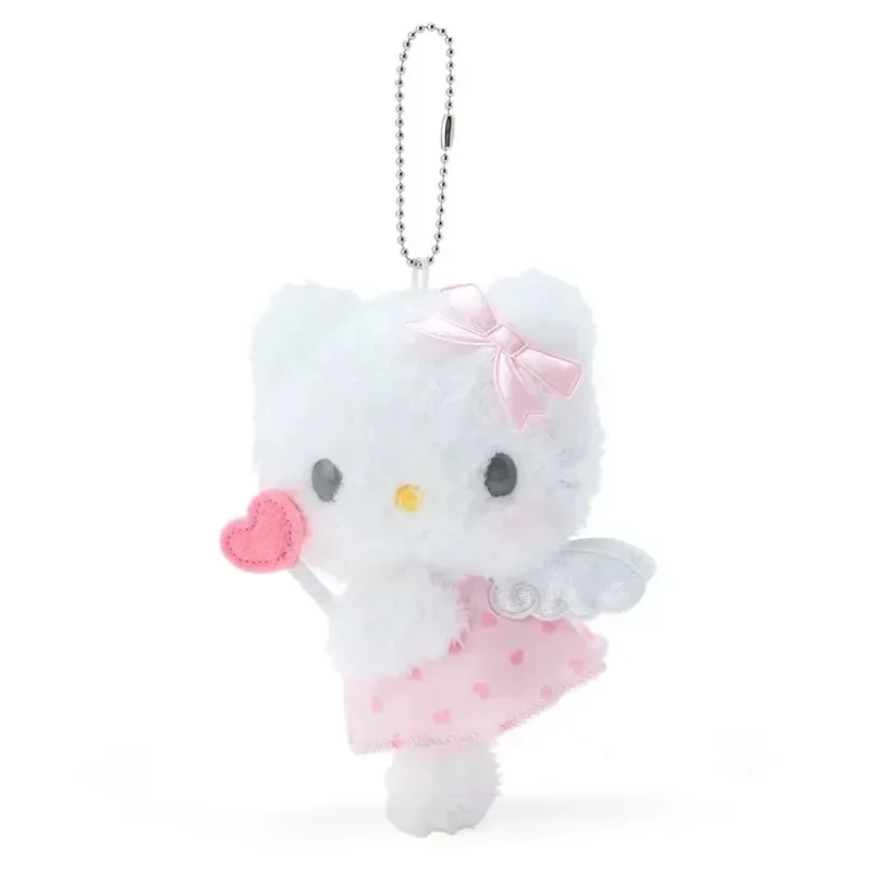 Sanrio Cute Heart Angel Wings Plush Keychain Pendant Cartoon Cinnamoroll Kuromi Bag Accessories Gift