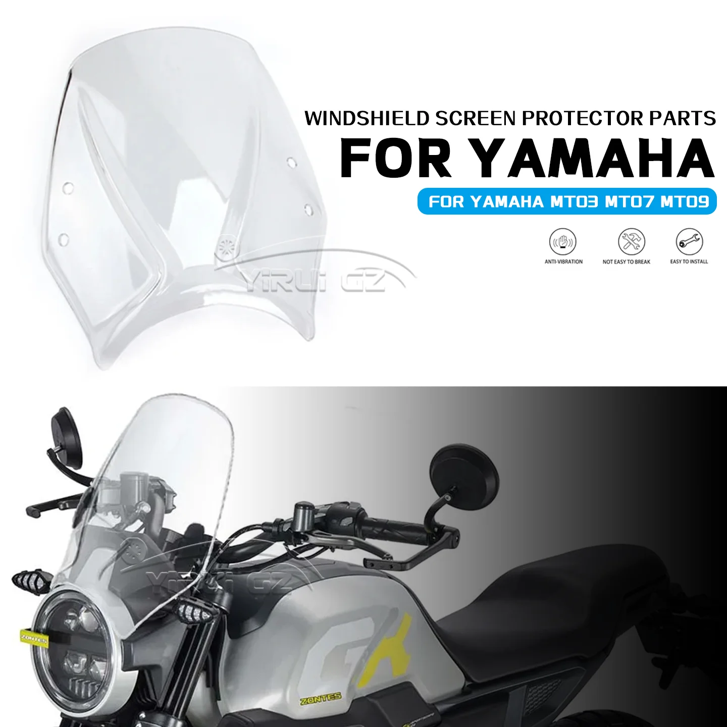 

Для YAMAHA mt03 mt07 mt09 новые защитные детали для экрана лобового стекла mt03 mt07 mt09 Защитная пленка для экрана лобового стекла Крепежный кронштейн