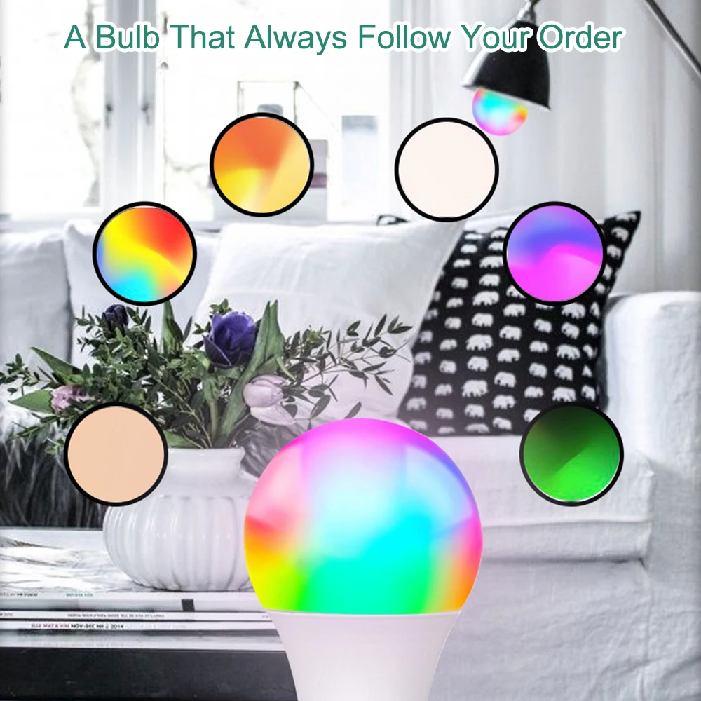 Tuya E27 LED Lights Bulb RGB CW WW Dimmable Lamp Smart Life APP Control Smart Bulb Work with Alexa Google  Assistant Home Decor
