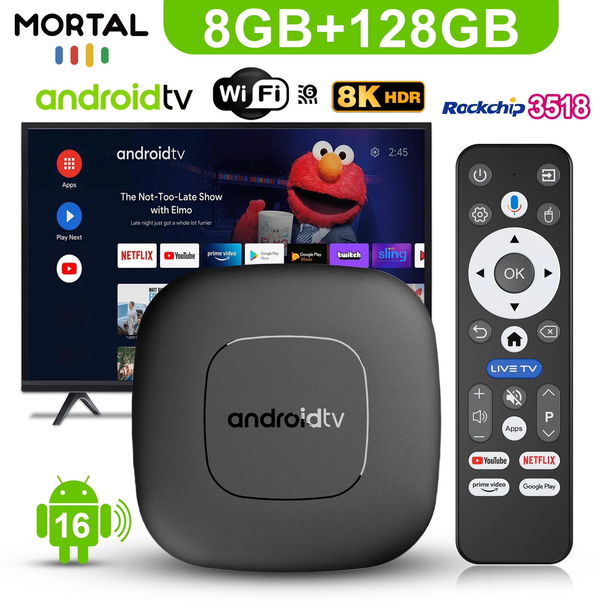 

Original T1 Smart TV Box RK3518 Support 8K Video 8GB128GB Wifi6 Netflix Google Assistant Streaming Media Player Set Top Box