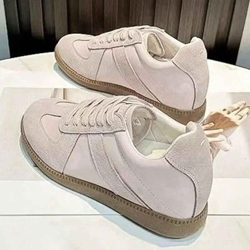 Syfiyno 2024 Nieuwe Beige Zilver Roze Echt Leren Schoenen Platte Sneakers Temperament Trend Schoenen Casual Sneakers Vrouwen Flats Schoenen