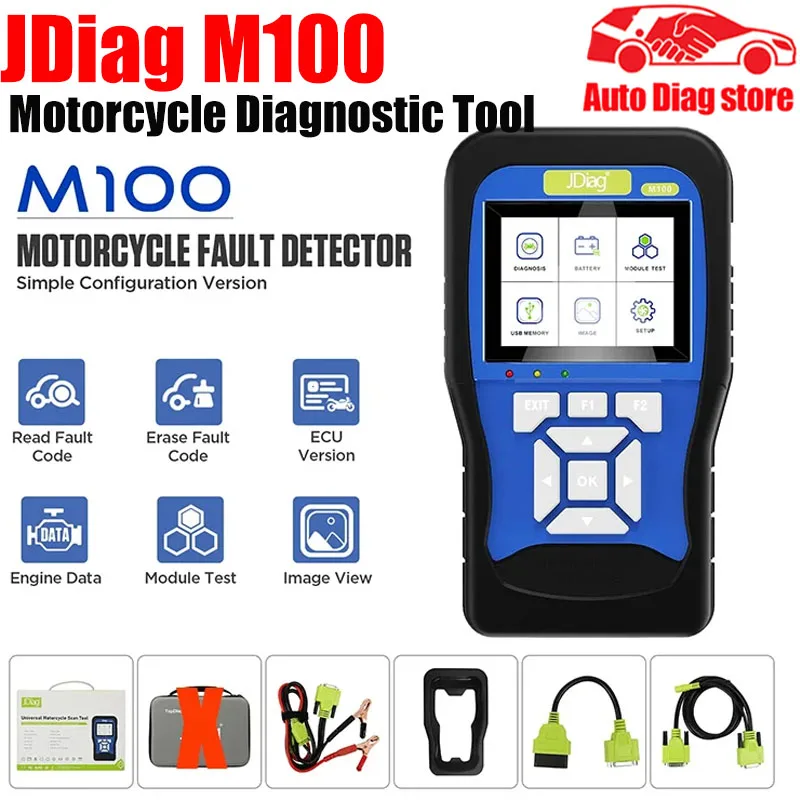 

Original Jdiag M100 Motorcycle Diagnostic Scanner TPS ABS Anti-theft Test Intelligent Moto Tester Tool Support Multi-Language