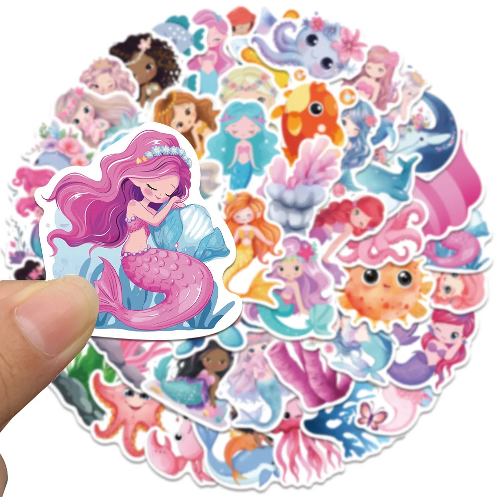 50PCS Cartoon Cute Sea Animal Mermaid Stickers Aesthetic Scrapbooking Laptop Phone Graffiti Decals Sticker for Kids Girls