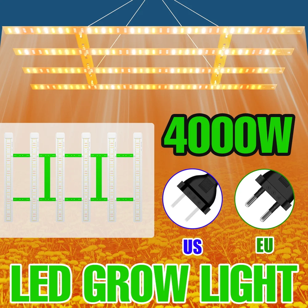 4000W LED Plant Grow Light Full Spectrum Quantum Board Hydroponic Fill Lamp Greenhouse Tent Vegs Flower Cultivation Lighting