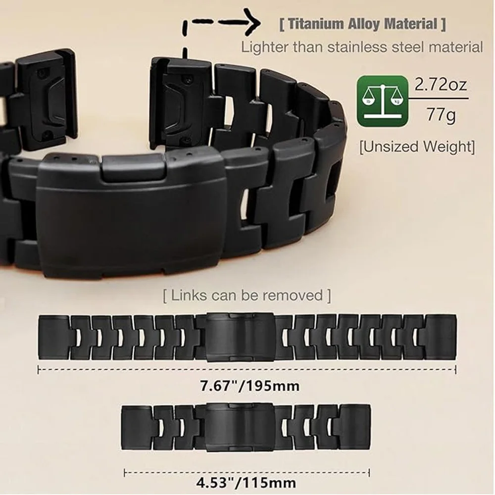 for Garmin 22mm 26mm Quickfit Titanium Watch Strap For Garmin Epix Gen 2 / Pro 47mm 51mm Enduro 2 Descent Mk2i Mk1 Band Bracelet