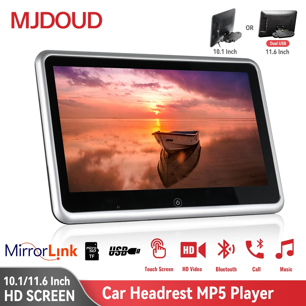 

MJDOUD HD 11.6"/10.1 inch Touchscreens Car Headrest Monitor 1080P Video Display Rear Seat MP5 Player Screen with BT/USB/SD/AV