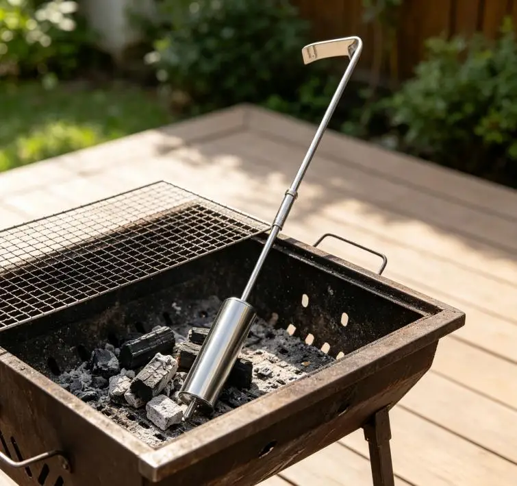 Charcoal Ash Cleaning Tool Stainless Steel BBQ Spatula With Ergonomic Handle For Fireplace Grill Debris Removal And Outdoor Cook