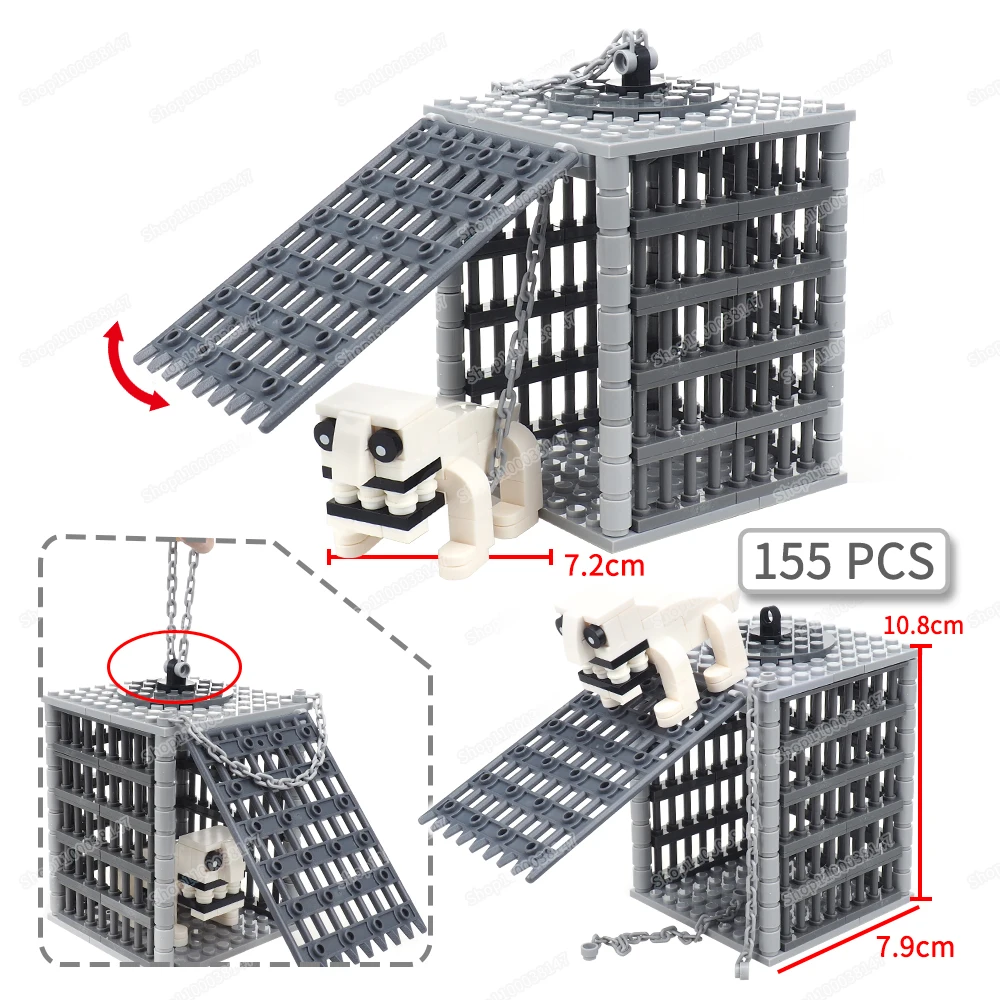 Capture Mutation Koala Chain Cage Building Block Moc Figures Deformed Zoo Imprisonment Scene Escape Model Children Gift Boy Toys