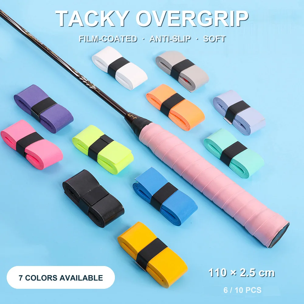 6/10 PCS Badminton Tennis Racket Grip Tape, Anti-Slip Sweat-Absorbent Overgrip, Shock-Absorbing Sports Grip