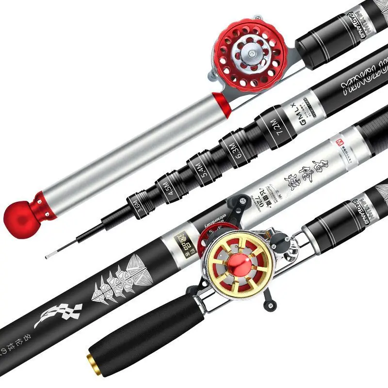 ultraleve super pesca rod reel grupo multi purpose secao curta peixe pole portatil posicionamento oco 4581m 01