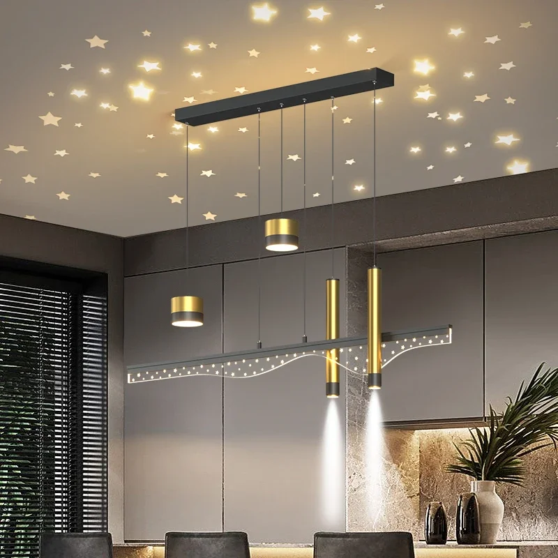 Imagem -04 - Modern Minimalista Restaurante Pendant Lights Romântico Céu Estrelado Top Coffee Table Chandelier Bar Table Net Red Lighting Lamps