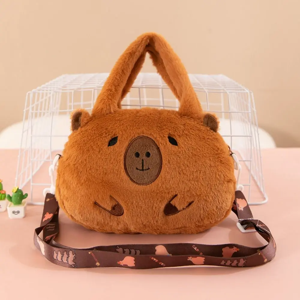 Plush Capybara Capybara Plush Handbag Large Capacity Animal Cartoon Capybara Crossbody Bag Stuffed Fashion Cartoon Shoulder Bag