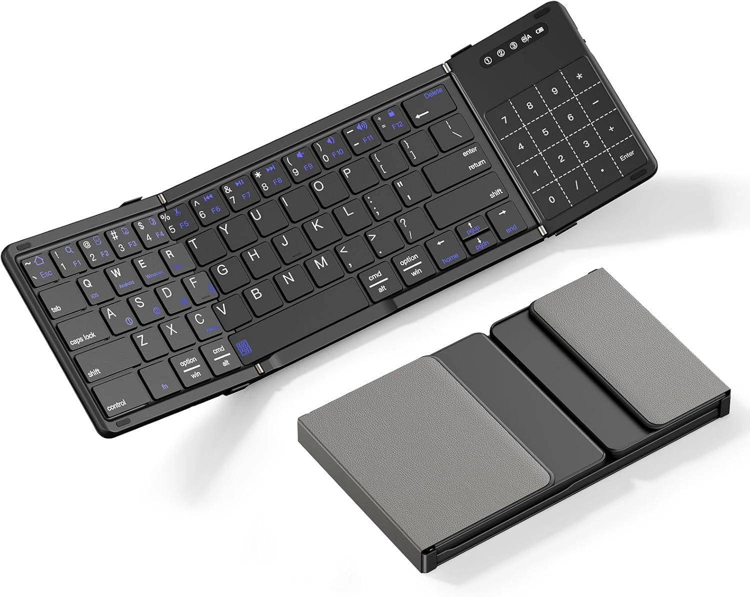 Foldable Wireless Keyboard Ultra Slim Touchpad Bluetooth Keyboard Rechargeable Folding Keyboard for Tablet Laptop