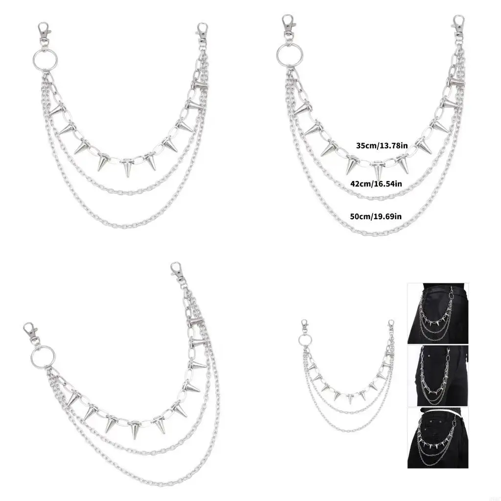 

39BC Gothic Metal Spiked Chain Attachment Practical Riveted Design For Clothing Bags Fashion Construction Daily Wear