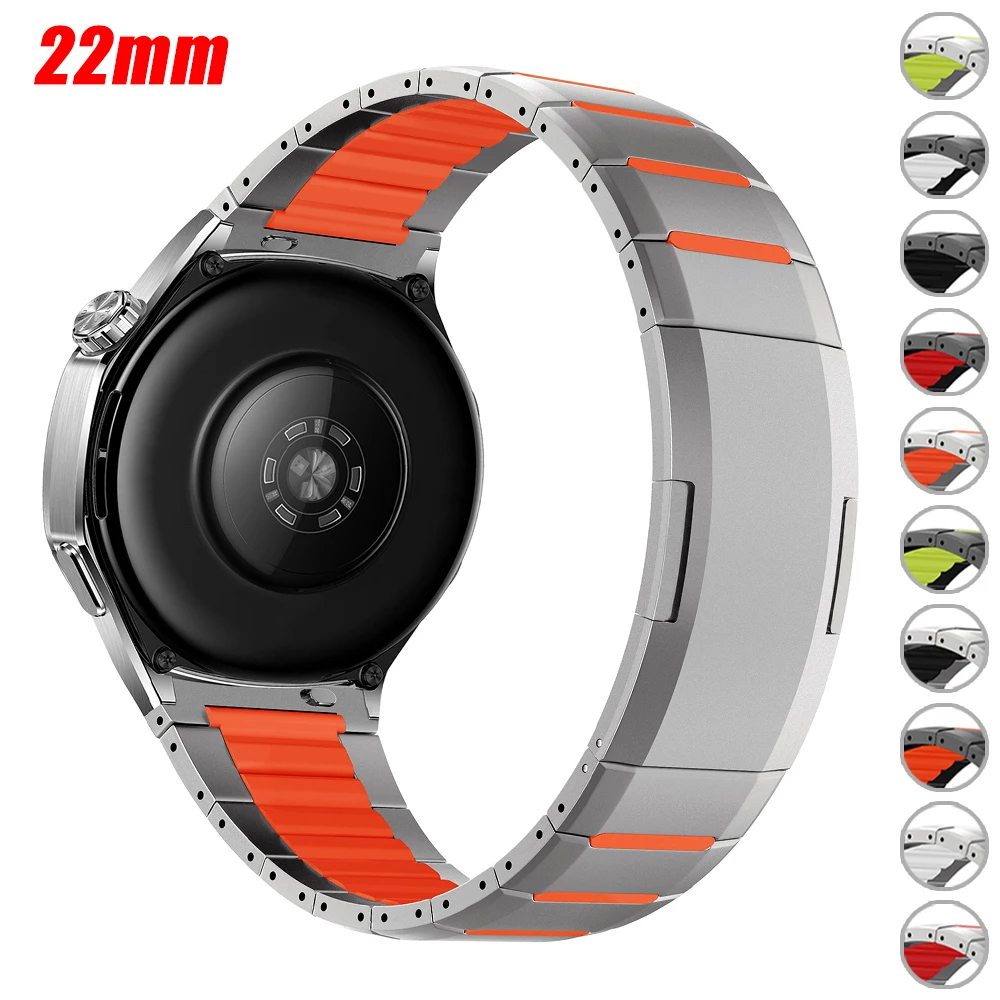 22mm Metall-Silikon-Uhrenarmband für Huawei Watch GT 6 5 Pro 46mm Edelstahl-Armband für Huawei Watch 5 4 3 Armband-Zubehör