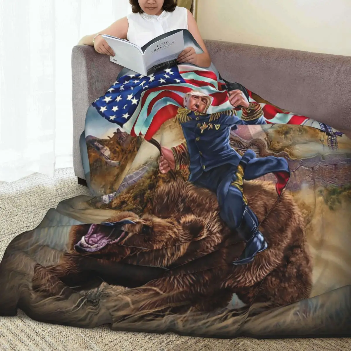 Throw Blanket USA Republican President Donald Trump Building Epic Micro Fleece Blanket Customizable For Room AntiPilling Blanket