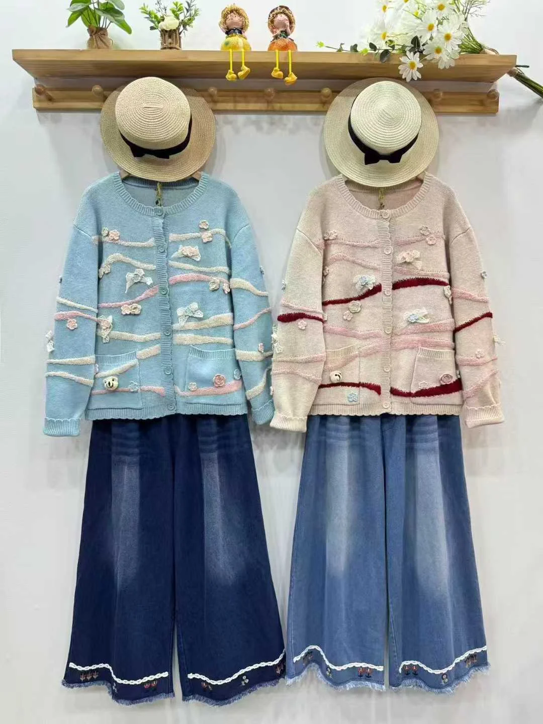 

Enianechu большой размер свитер в японском стиле для женщин зимний сладкий розовый бежевый синий толстый свитер Mori Girl Cardigan