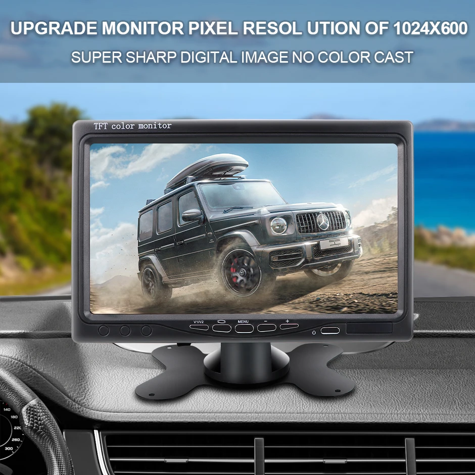 شاشة GreenYi 7 بوصة IPS شاشة AHD للسيارة مع 2 ضوء النجوم للرؤية الليلية عكس النسخ الاحتياطي LED الرؤية الخلفية 1920 * 1080 كاميرا AHD