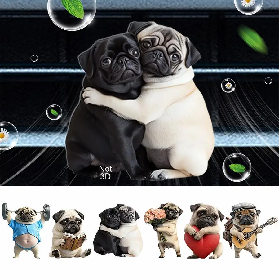 

2D Adorable Pug Acrylic Car Air Vent Fragrance Diffuser Funny Fashion Air Freshener Decorative Interior Accessories