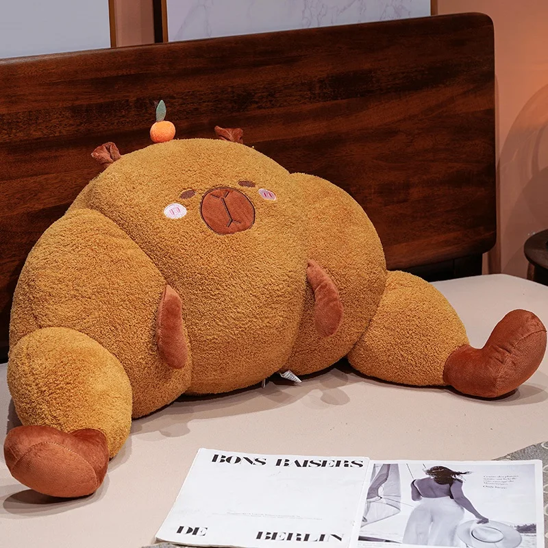 70cm Croissant Lumbar Support Pillow Cute Capybara Carrot Toast Soft Stuffed Plush Toy Sofa Cushion Chair Back Pillow Charm Gift