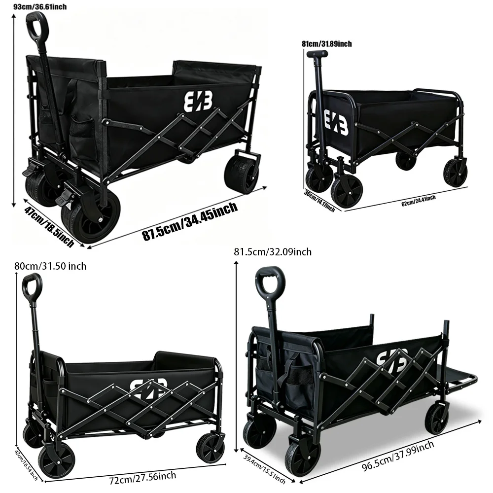 Heavy-duty, Foldable Camping and Gardening Cart with All-Terrain Wheels and Large Capacity—Perfect for Camping, Picnics, and Gardening. Featuring a Reinforced Frame for Durability and Portability, It’s a Must-Have for Families Enjoying Various Outdoor