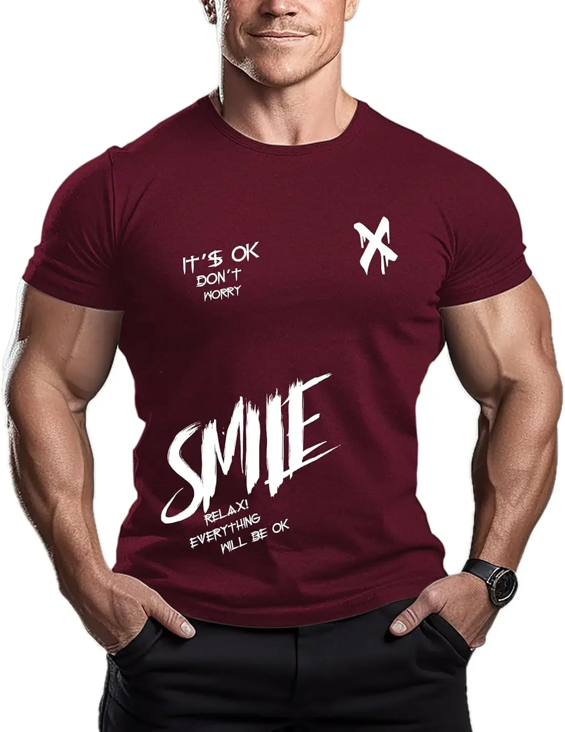 

It's ok Don’t Worry Smile Relax! Everything Will BE OK - Mens Bodybuilding T-Shirt