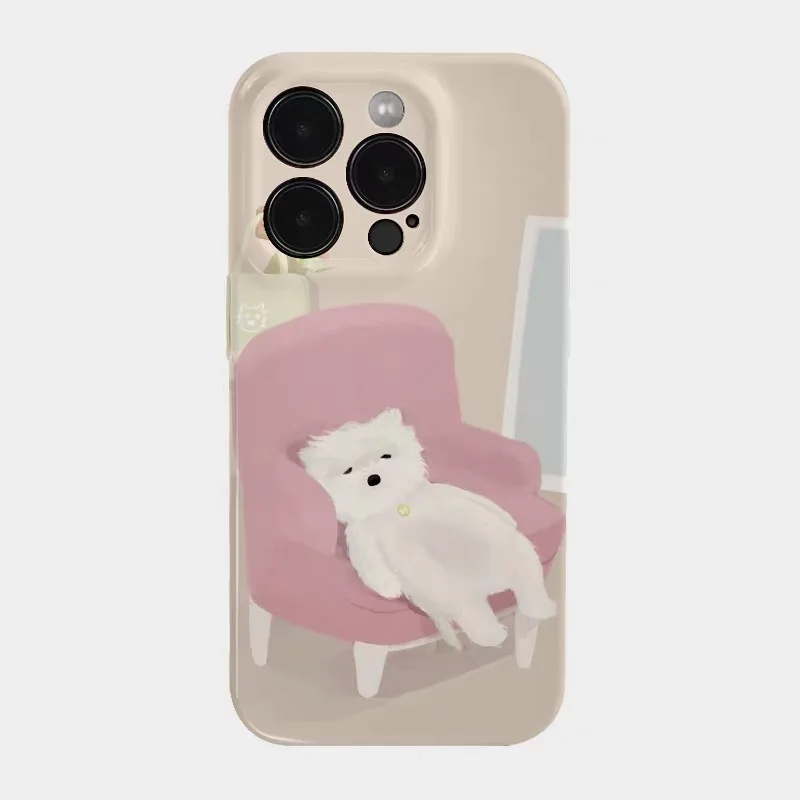 

Ins Pink Sofa Lying Flat Dog Phone Case for IPHONE 17 Air 16E 15 PROMAX 14 Plus 13 12 MINI 11 PRO 16Plus XR Acrylic Phone Cover