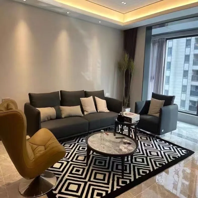 Ins Modern Simple Style Large Living Room Carpet Antiskid Machine Washable Bedroom Aesthetic Rug Soft Fluffy Office Floor Mats