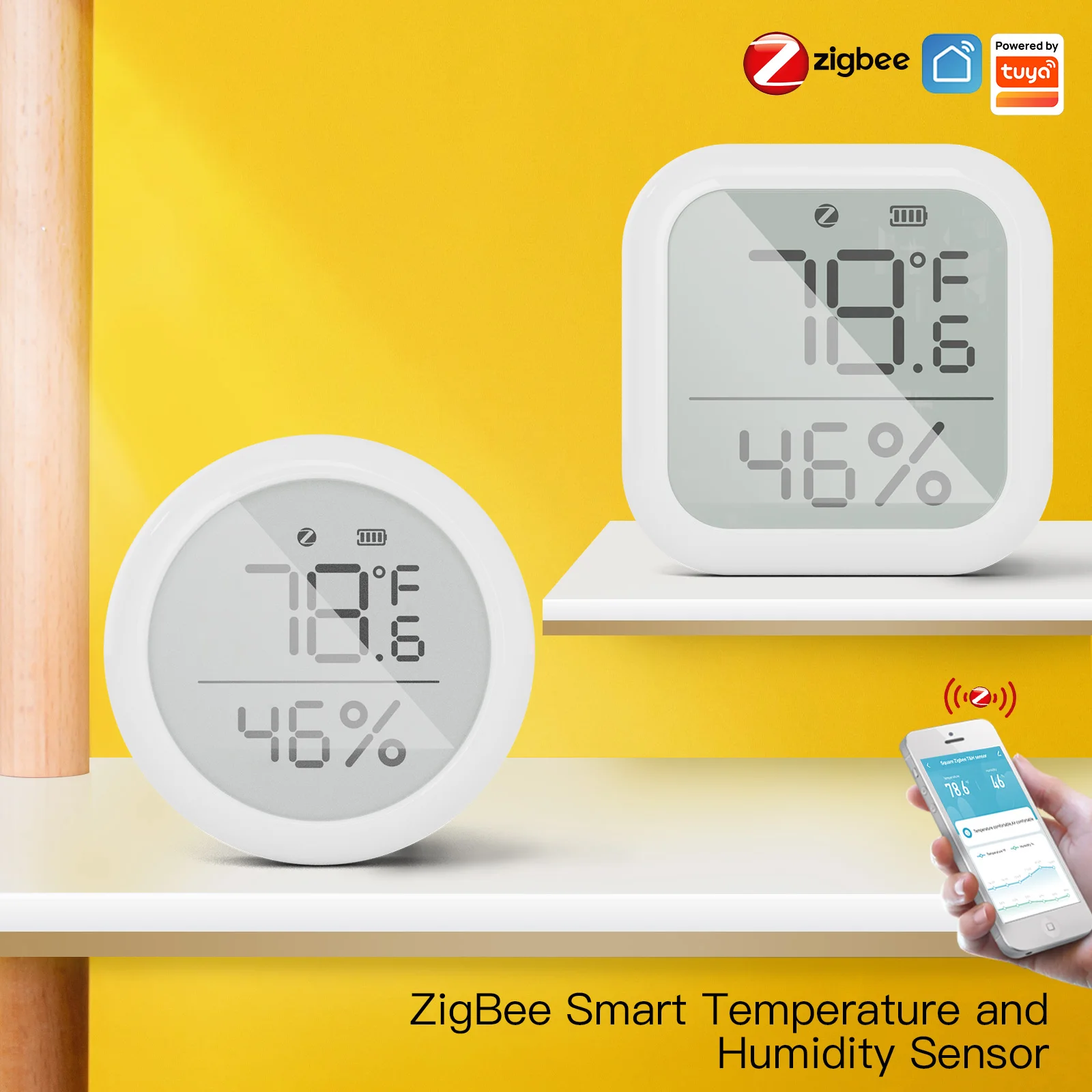 

Tuya ZigBee Smart Home Temperature And Humidity Sensor With LED Screen Works With Google Assistant and Tuya Zigbee Hub