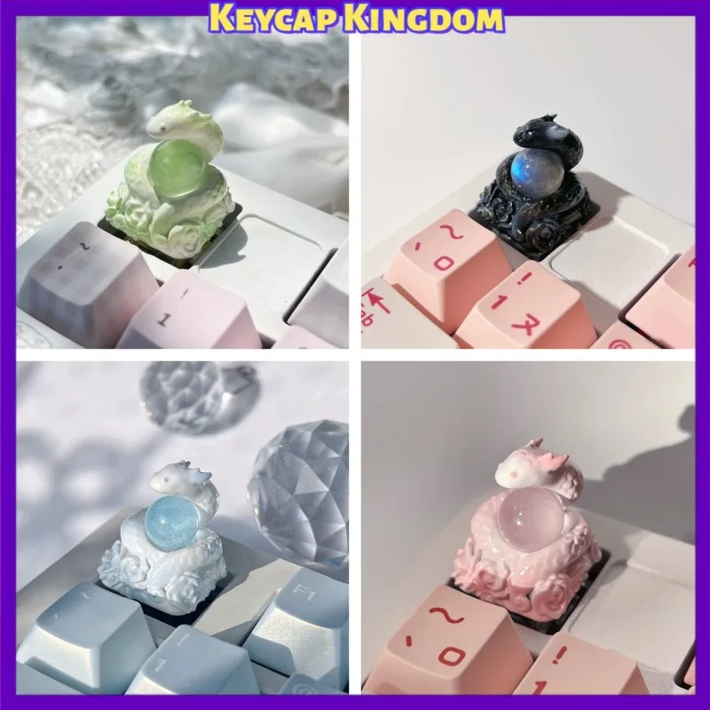 Original Design Cute Little Snake Theme Mechanical Keyboard Custom Artisan Keycap PC Gaming Keyboard Point Keycap Collect Gift