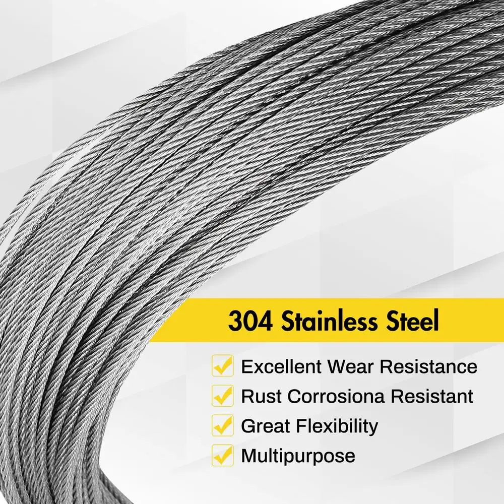 Stainless Steel 400FT Wire Rope Kit with Crimping Tool and 150 Sleeves Strong Aircraft Cable Deck Railing and DIY Projects