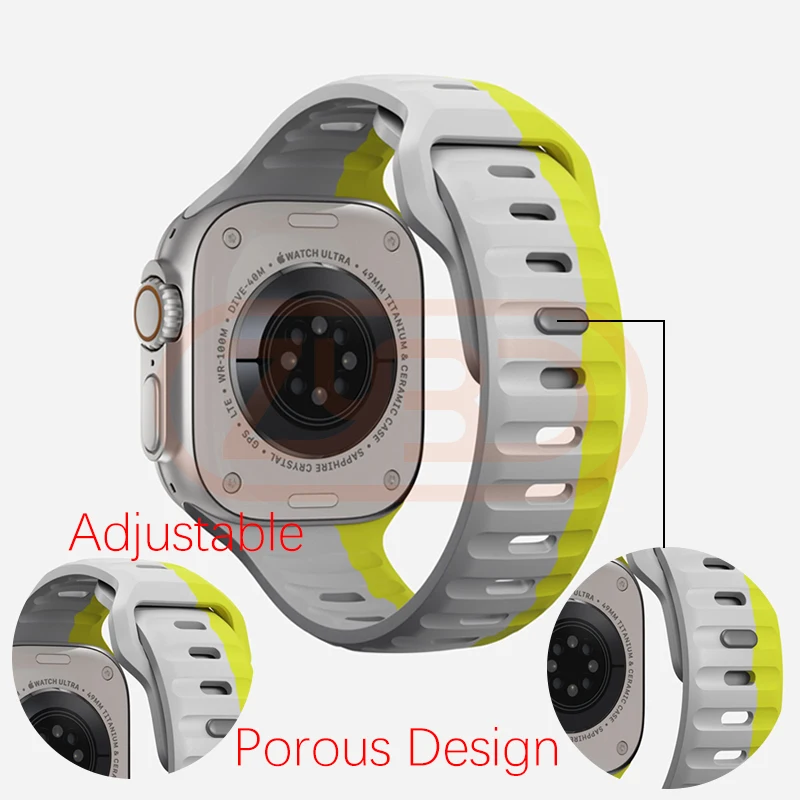 Cinturino sportivo per Apple Watch 8 7 Series 44MM 45MM cinturino in gomma siliconica morbida per cinturino iWatch 6 5 4 3 2 1 42MM 49MM