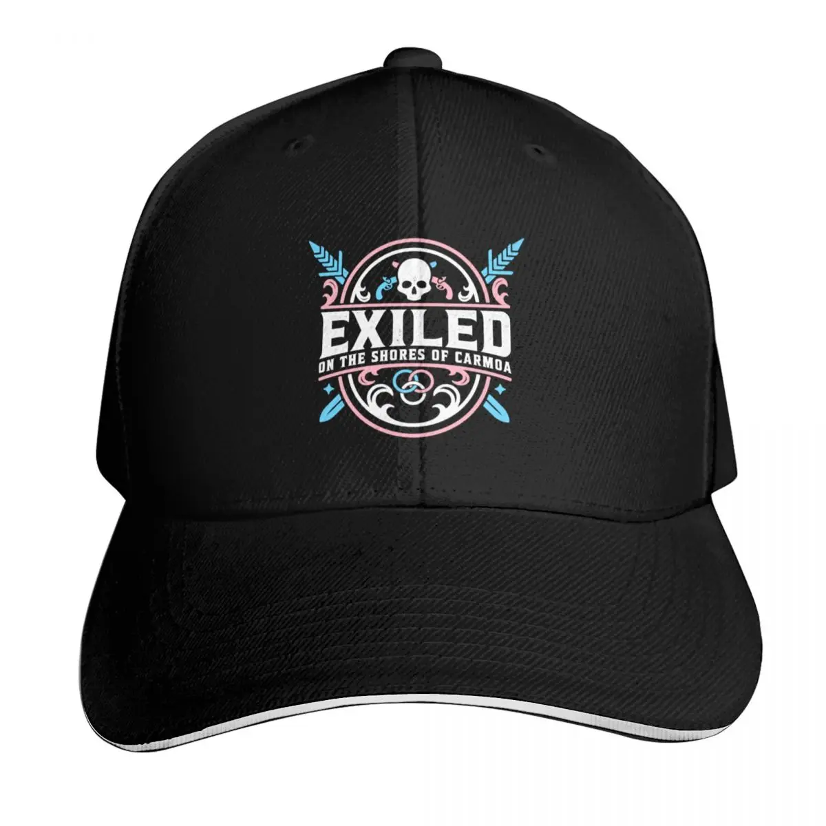Exiled Logo- Trans Pride Baseball Cap Adjustable Buckle Closure Moisture Wicking Quick Dry Curved Brim Classic Fit