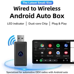 New Upgrade Mini Wired to Wireless Android Auto Adapter for Wired Android Auto Car Smart Ai Box Bluetooth WiFi  Auto connect Map