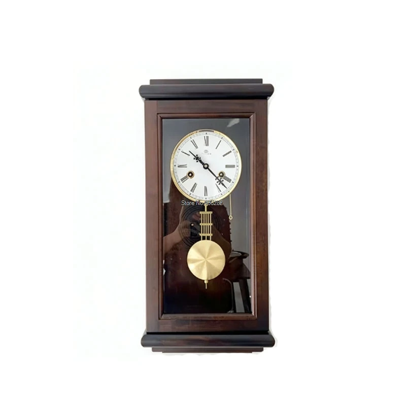 Vintage Wooden Wall Clock with Pendulum Classic Antique Wall Mount Clock for Living Room Office Silent Mechanical Style clock