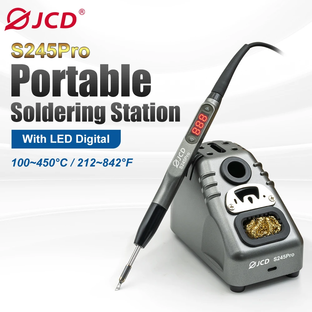 

JCD S245Pro Soldering Iron Station 110W High Power Automatic Sleep LED Digital Display Iron Aluminum Alloy Welding Repair Tools