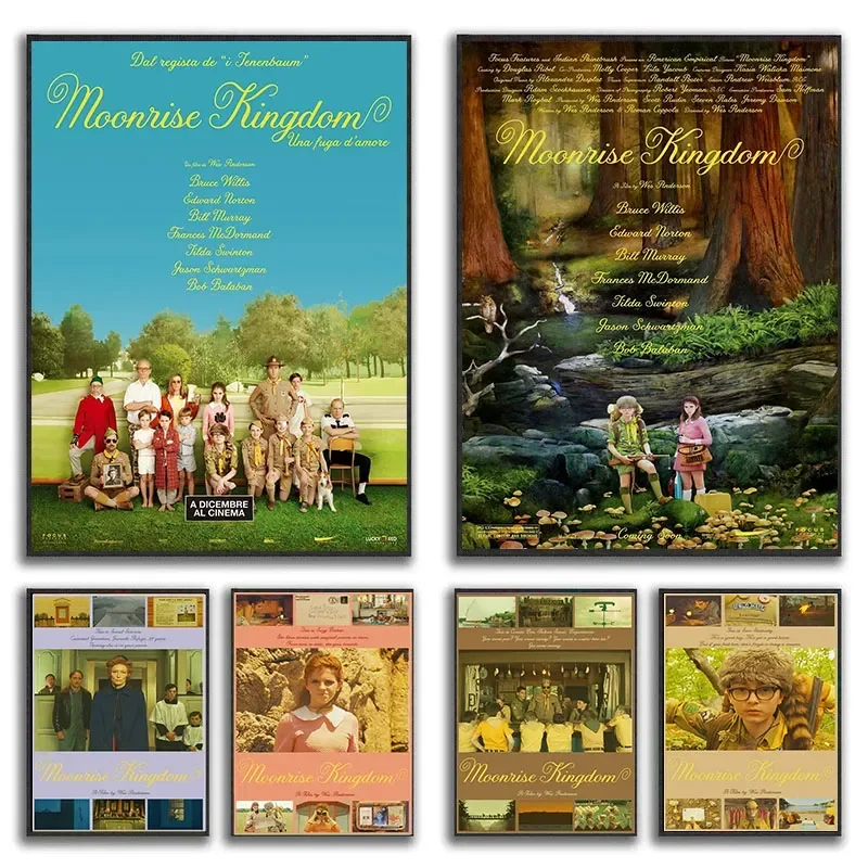 Wes Anderson Classic Movie Moonrise Kingdom Film Poster Canvas Painting Teen Love Story Wall Art Pictures Home Decor