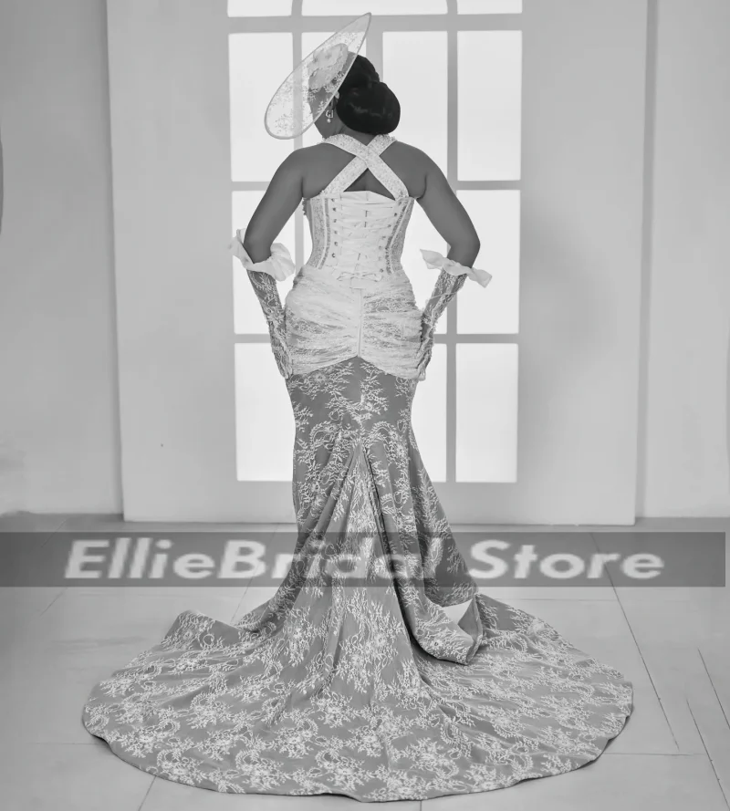 Romantic Wedding Dresses Women Graceful Mermaid Sleeveless Lace Applique Pearls Classic Bridal Gowns Vestido De Novia Customized