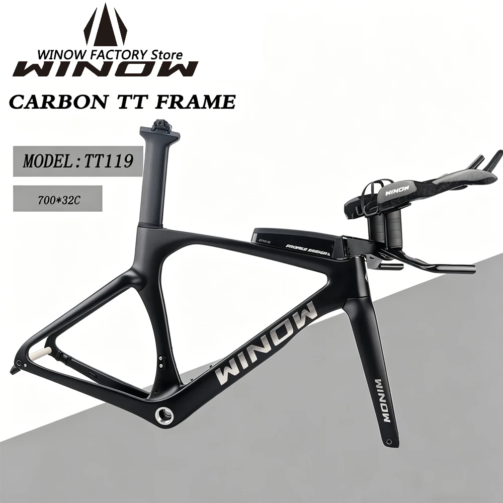 Winow TT119 Carbon Fiber TT Frame 700*32C Disc Brake Road Time