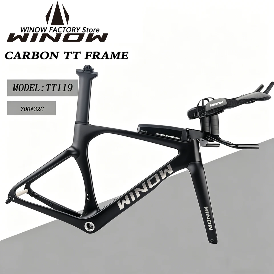 Winow TT119 Carbon Fiber TT Frame 700*32C Disc Brake Road Time