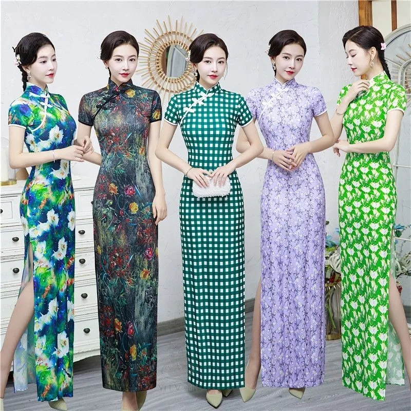 

Новое летнее ретро-платье в китайском стиле для женщин: длинное, с цветочным принтом, молодежное, модифицированное, для выступлений, модное, персонализированное женское платье